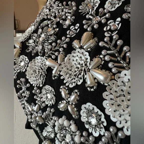 Aidan Mattox Embellished Black Midi Formal Dress or Short Kaftan in Size…​​ - Picture 2 of 16